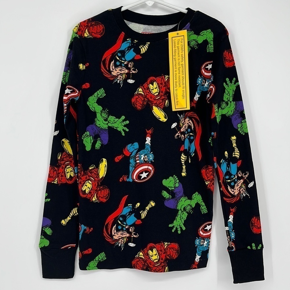 Marvel Amazon Essentials Long Sleeve Superhero Pajama Top Kids Size Large NWT!